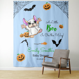 Cute ghost pumpkins Halloween Baby Shower Backdrop Tapestry