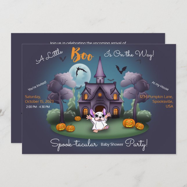 Cute ghost pumpkins Halloween Baby Shower Invitati Invitation (Front/Back)