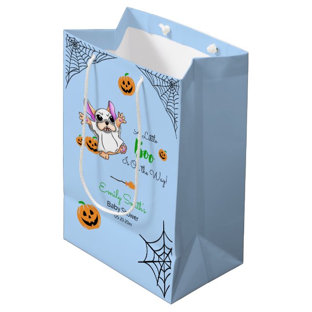 Cute ghost pumpkins Halloween Baby Shower Medium Gift Bag (Front Angled)