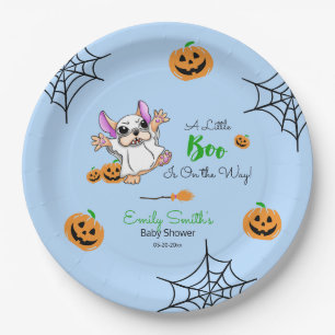 Cute ghost pumpkins Halloween Baby Shower Paper Plate