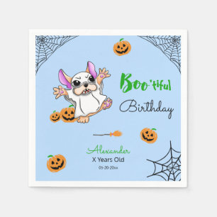 Cute ghost pumpkins Halloween Happy Birthday Napkin