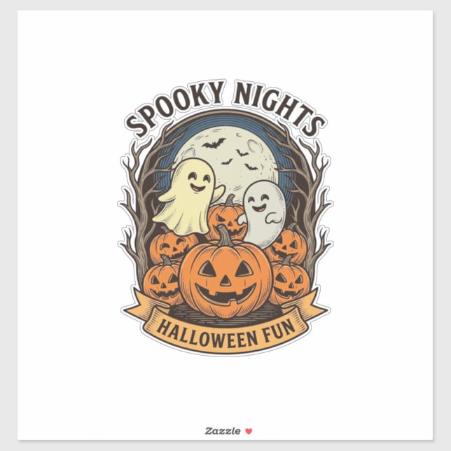Cute Ghost Pumpkins Vintage Engraving Halloween Ar (Sheet)