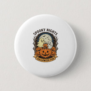 Cute Ghost Pumpkins Vintage Engraving Halloween Ar 6 Cm Round Badge