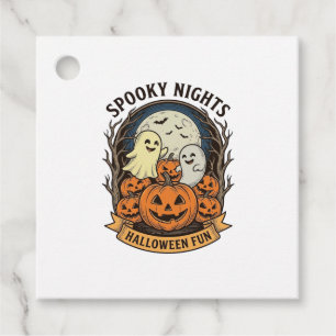 Cute Ghost Pumpkins Vintage Engraving Halloween Ar Favour Tags