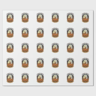 Cute Ghost Pumpkins Vintage Engraving Halloween Ar Wrapping Paper