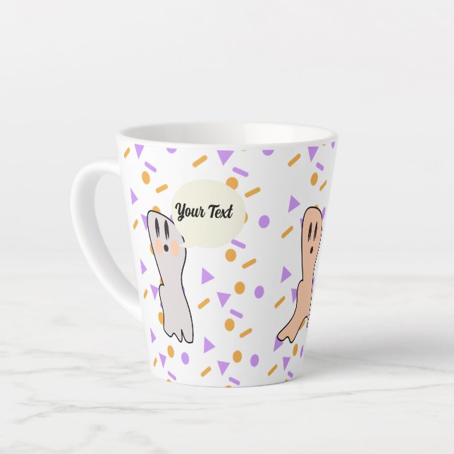 Cute Ghost Quote Bubble Latte Mug (Left Angle)