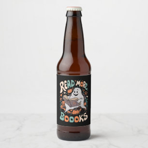 Cute Ghost Read More Books Teacher Halloween  Beer Bottle Label