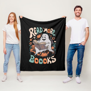 Cute Ghost Read More Books Teacher Halloween  Fleece Blanket