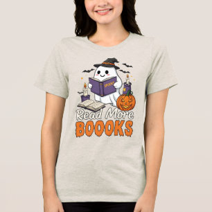 Cute Ghost - Read More Boooks - Halloween - Tri-Blend Shirt