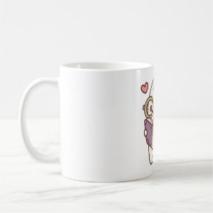 Cute Ghost Reading A Book With A Skull Coffee Mug