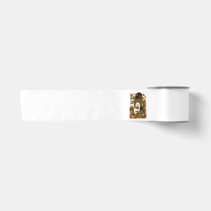 Cute Ghost Reading Book Black Cat Fall Pumpkin Satin Ribbon