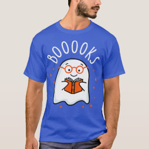 Cute Ghost Reading Book Booooks Teacher Halloween T-Shirt