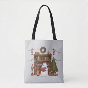 Cute Ghost Reading Book Christmas Reading  Tote Bag