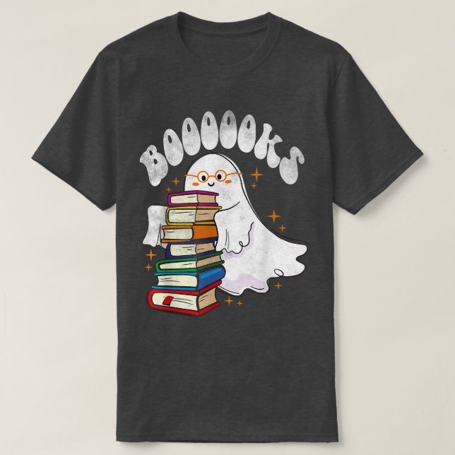 Cute Ghost Reading Book Halloween Booooks Top Teac (Design Front)