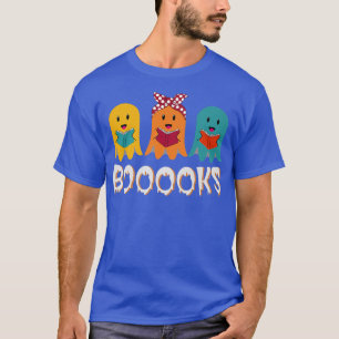 Cute Ghost Reading Book Halloween Teacher Libraria T-Shirt