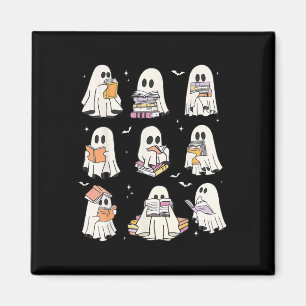 Cute Ghost Reading Book Lovers Halloween Funny Gho Magnet