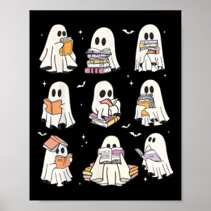 Cute Ghost Reading Book Lovers Halloween Funny Gho Poster