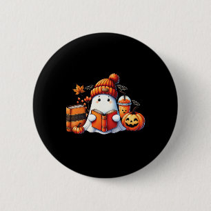 Cute Ghost Reading Book Lovers Halloween Ghost Cof 6 Cm Round Badge
