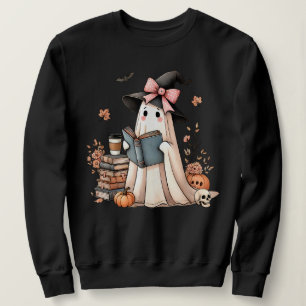 Cute Ghost Reading Book Lovers Halloween Ghost Sweatshirt