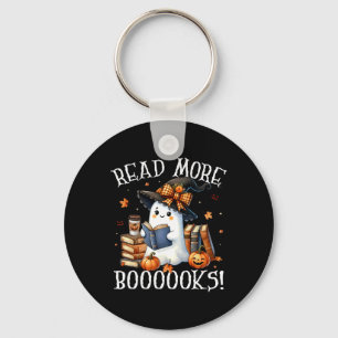 Cute Ghost Reading Book Lovers Halloween Read More Key Ring