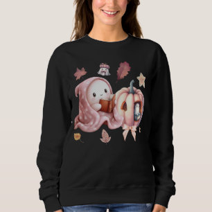 Cute Ghost Reading Book Teacher Halloween Lovers Sweatshirt