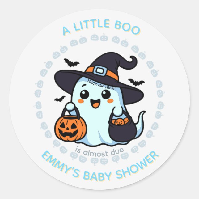 Cute Ghost Round Sticker Halloween Trick or Treat (Front)