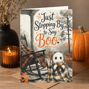 Cute Ghost Saying Boo Cosy Happy Halloween Card
