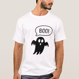 Cute Ghost Saying "BOO!" – Funny Halloween T-Shirt