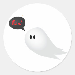 Cute ghost saying boo halloween spooky classic round sticker