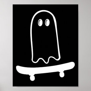 Cute Ghost Skateboard To Funny Skateboarder Hallow Poster