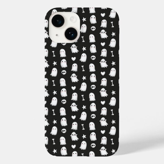 Cute Ghost Skulls Pattern Black Phone Case (Back)