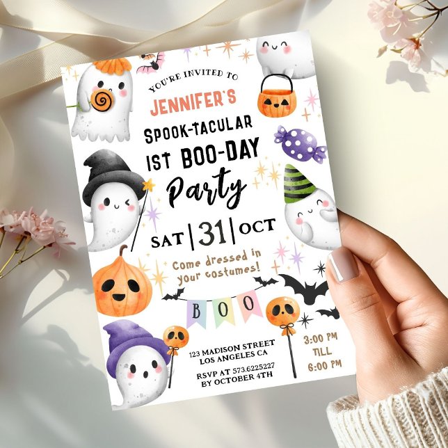 Cute Ghost Spooktacular Halloween 1st Birthday  Invitation (Creator Uploaded)