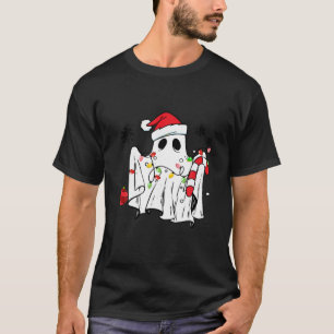 Cute Ghost Spooky Christmas Santa Hat Funny Family T-Shirt