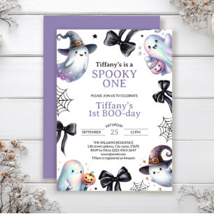 Cute ghost spooky Halloween 1 birthday Invitation