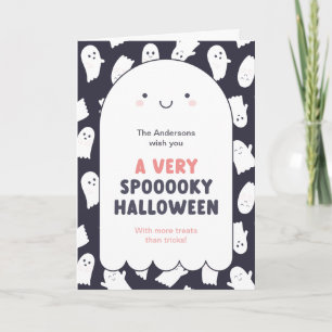 Cute Ghost Spooky Halloween Wishes Card