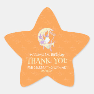Cute Ghost Spooky One First Birthday Halloween Star Sticker