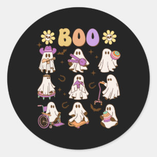 Cute Ghost Squad Halloween Inclusive Costume Classic Round Sticker