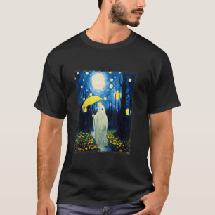 Cute Ghost Starry Night Halloween Spooky Retro Van T-Shirt