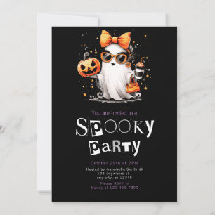 Cute Ghost Stars Modern Minimalist Halloween Party Invitation