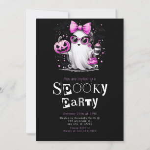 Cute Ghost Stars Modern Minimalist Halloween Party Invitation