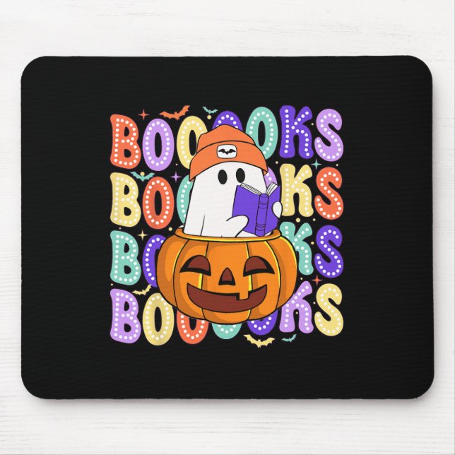 Cute Ghost Teacher Halloween Librarian Read More B Mouse Pad (Front)