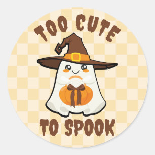 Cute Ghost Too Cute to Spook Cartoon Halloween Fun Classic Round Sticker