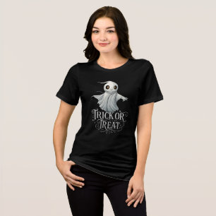 Cute Ghost Trick or Treat Halloween Design Tri-Blend Shirt