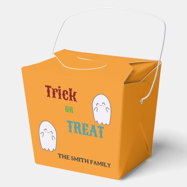 Cute Ghost Trick or Treat Halloween  Favour Box (Front)