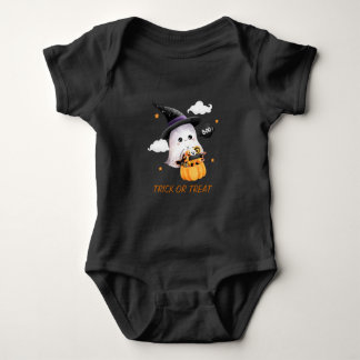 Cute Ghost Trick or Treat Kids Halloween Baby Bodysuit