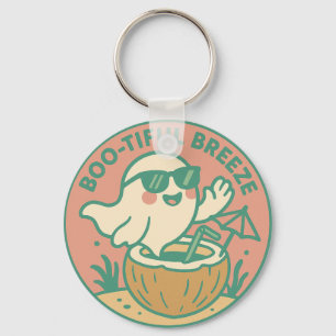 Cute Ghost Tropical Drink Key Ring