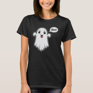 Cute Ghost Trying To Be Scary Saying Boo Halloween T-Shirt