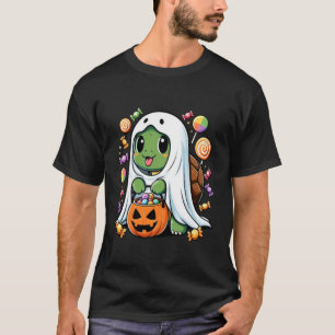 Cute Ghost Turtle with Candy Funny Halloween T-Shirt