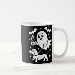 Cute Ghost Walking Dog Dachshund Coffee Halloween  Coffee Mug