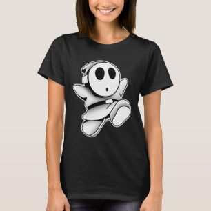 Cute Ghost Wearing Mask Spooky Blackwork T-Shirt